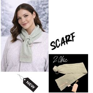 2 chic soft short scarf w/fur Pom & sparkle trim